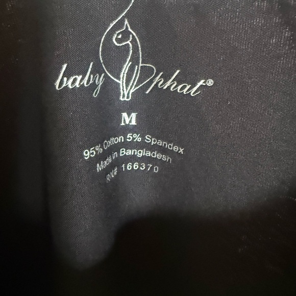 Baby Phat Black Tee with Silver Cat Design, Size Medium - Picture 2 of 5